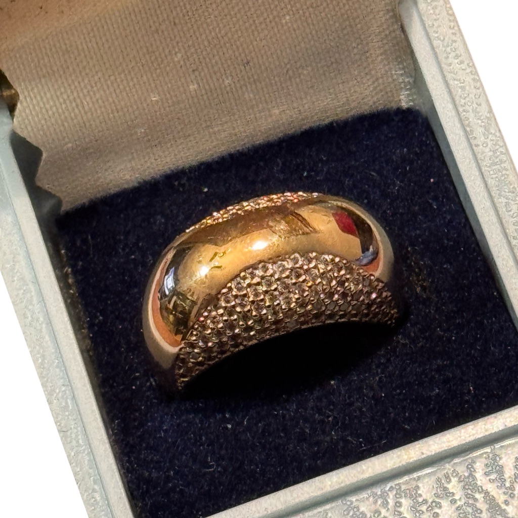 Elegant Samuel Benham 18k Gp Rose Gold Cz Rhinestone Women's Ring